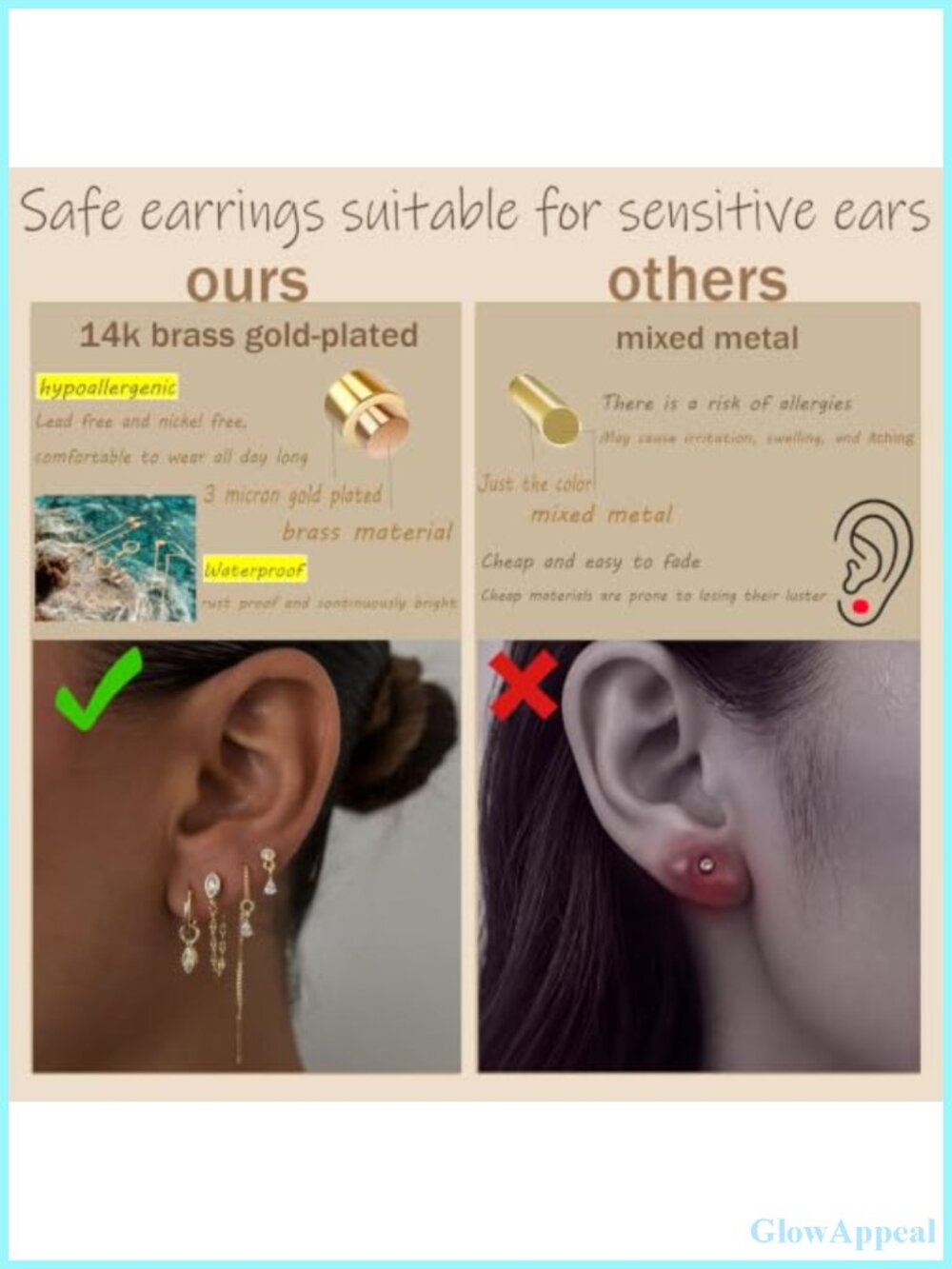 Dainty Gold Plated Chain Threader Earrings Set, Stackable Earring Stack - Picture 5 of 6